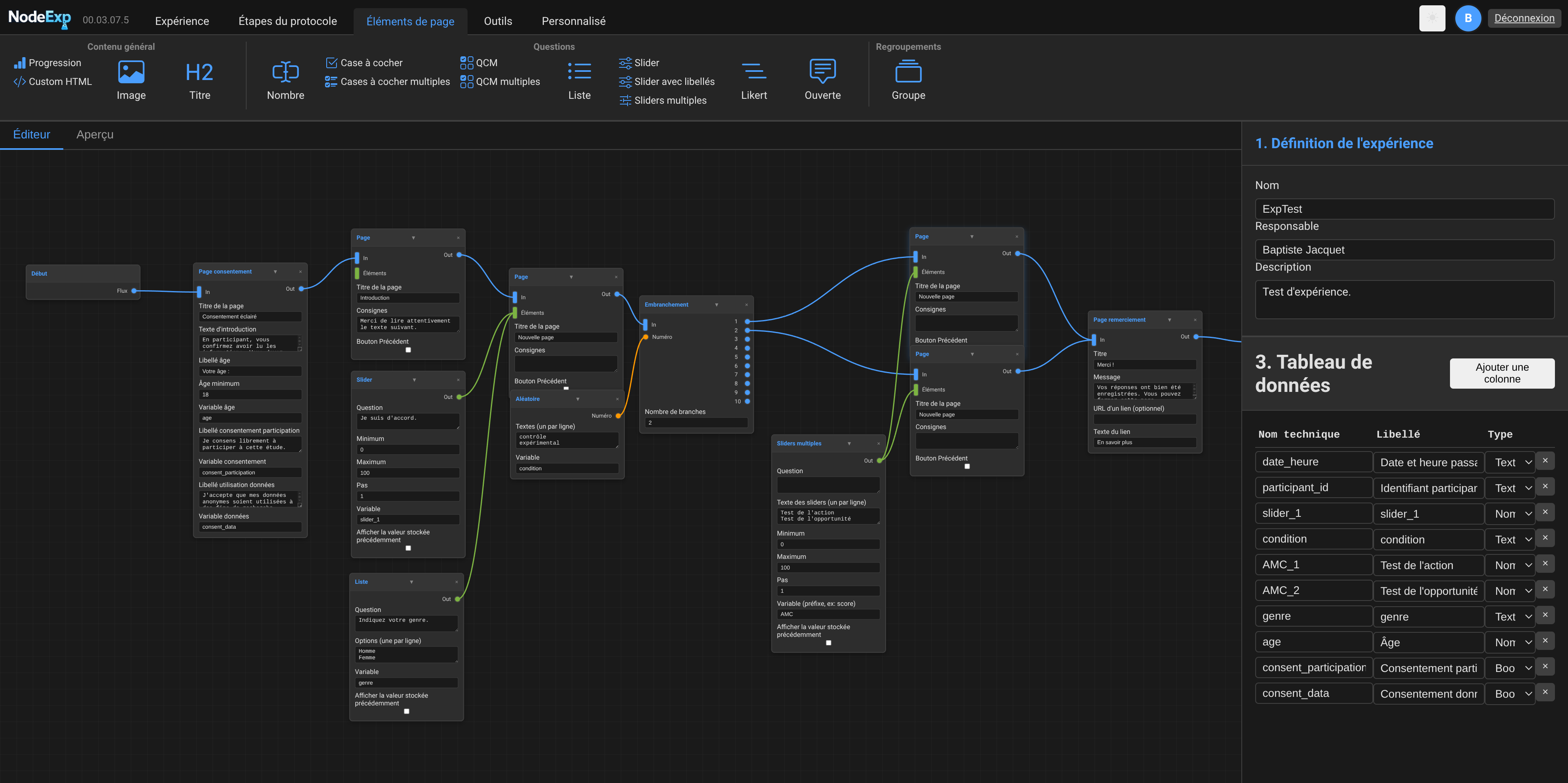 Capture de l’éditeur visuel par nœuds